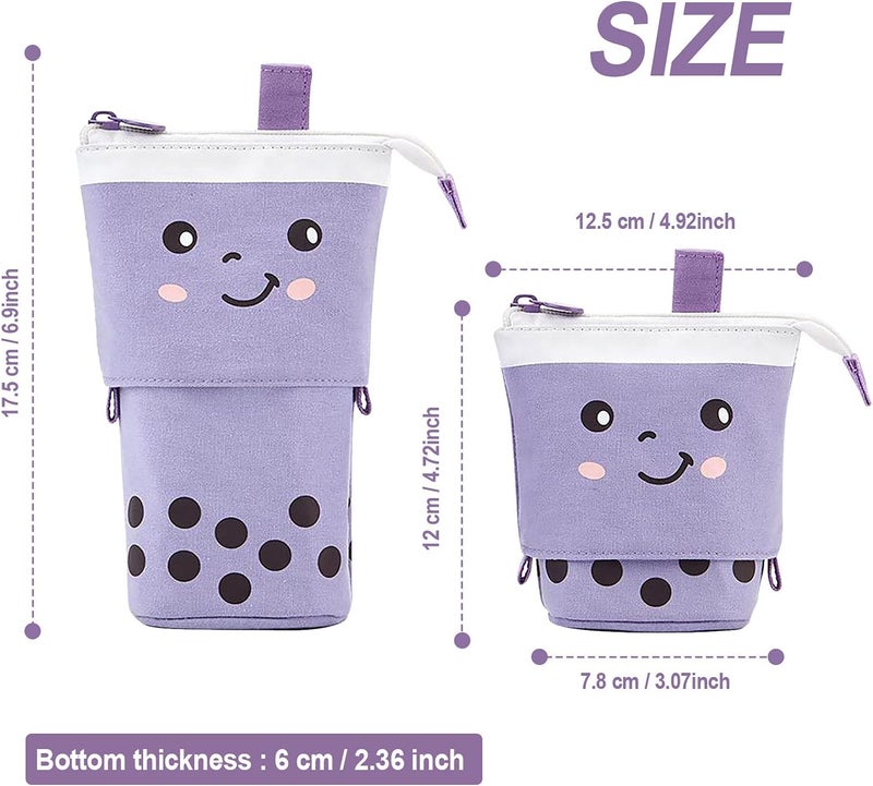 woobles Cute Pencil Case Sliding Unique Telescopic Pencil Bag Milk Tea Shape Retractable Storage Bag Cosmetic Bag 1PC - Image 5